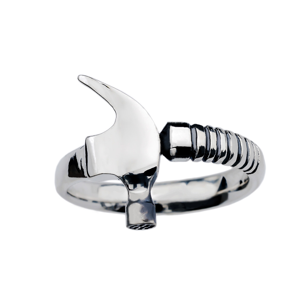 アクセサリー 191RRL Hammered Sterling Silver L Sterling Silver Hammer Ring
