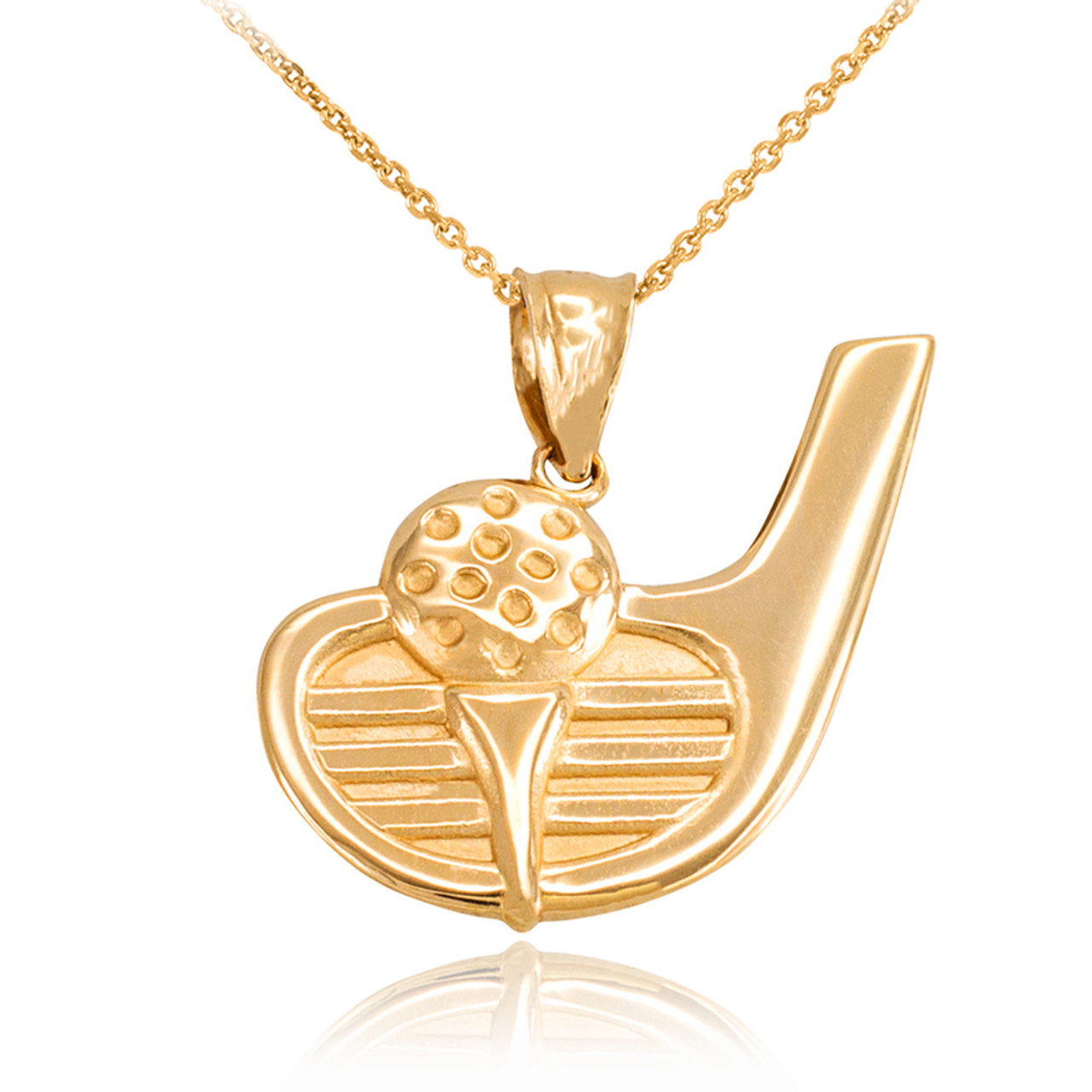 Sports Charms 14k Yellow Gold Golfer Pendant Necklace 