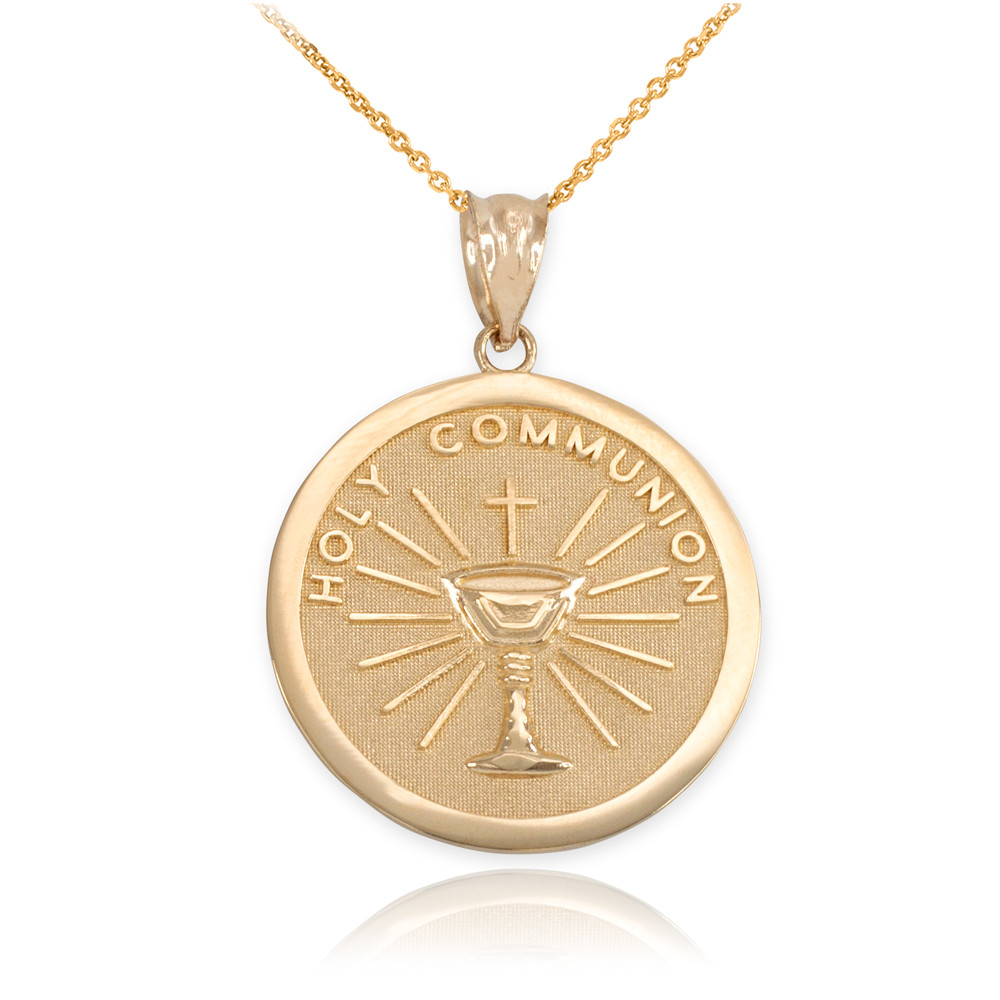 Yellow Gold Holy Communion Pendant Necklace