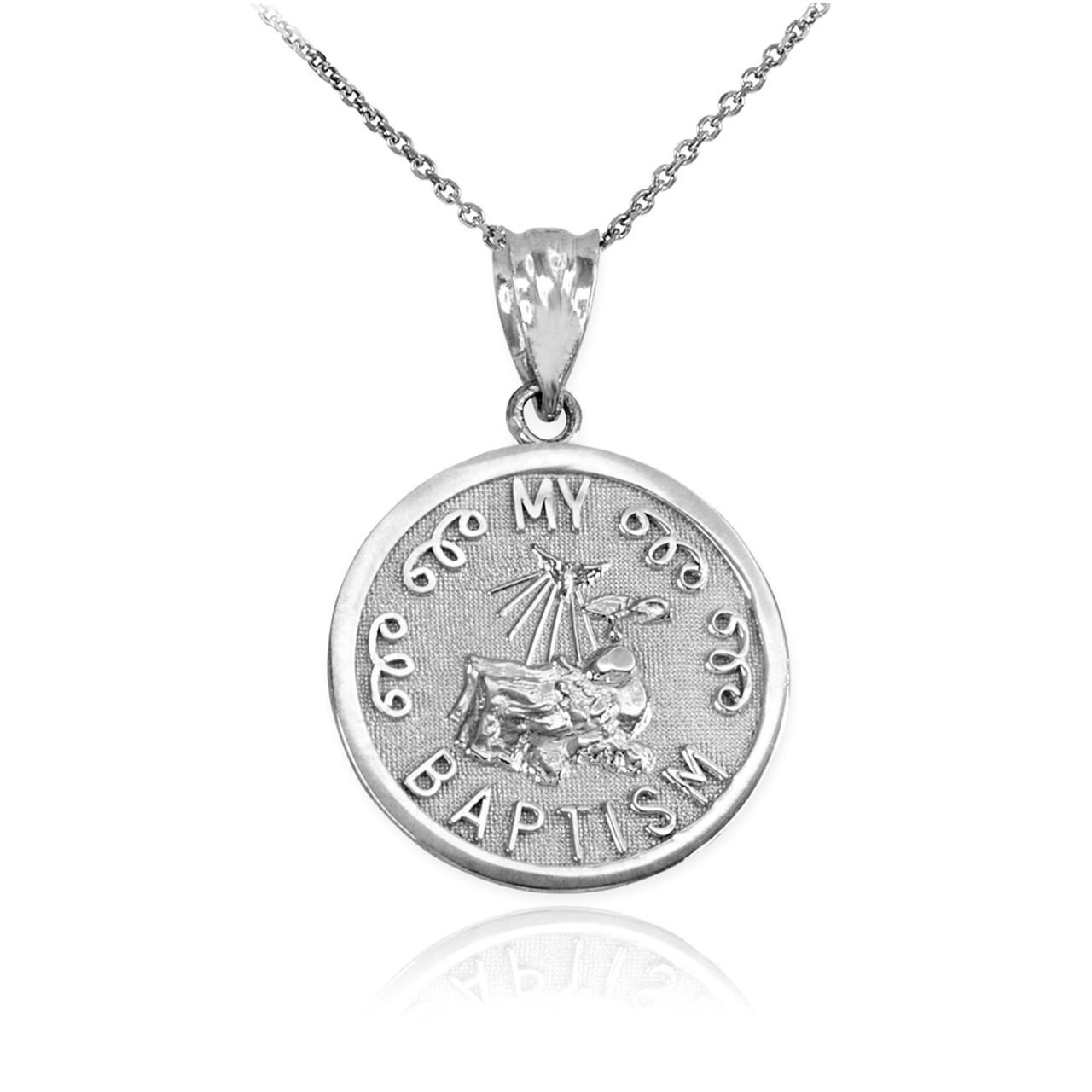 White Gold My Baptism Pendant Necklace