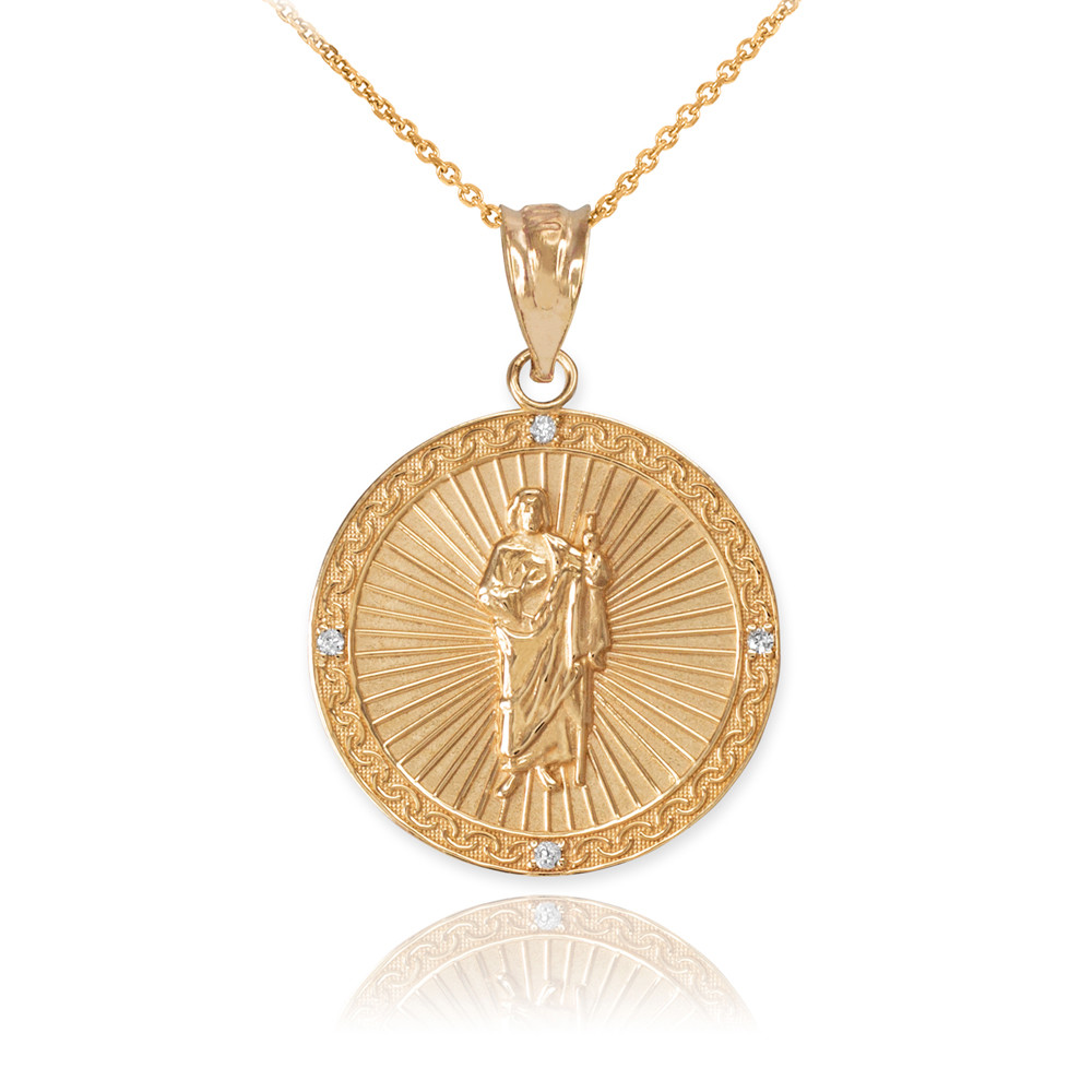 Yellow Gold St Jude Diamond Disc 