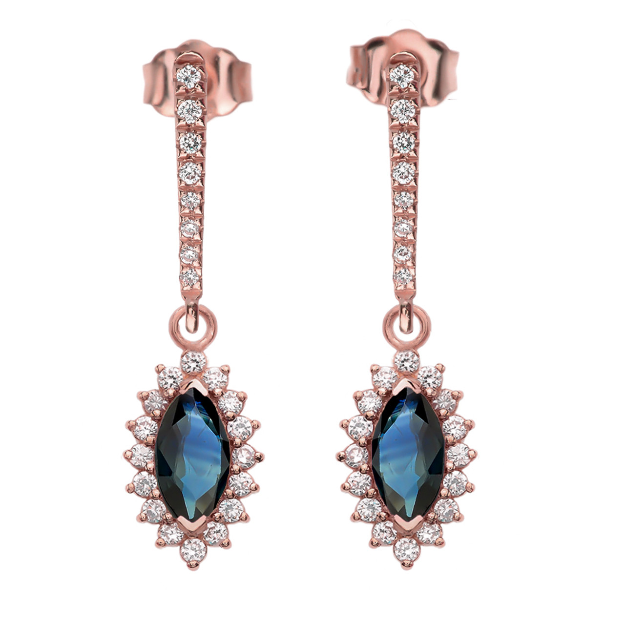 Rose gold and sapphire earrings clearance