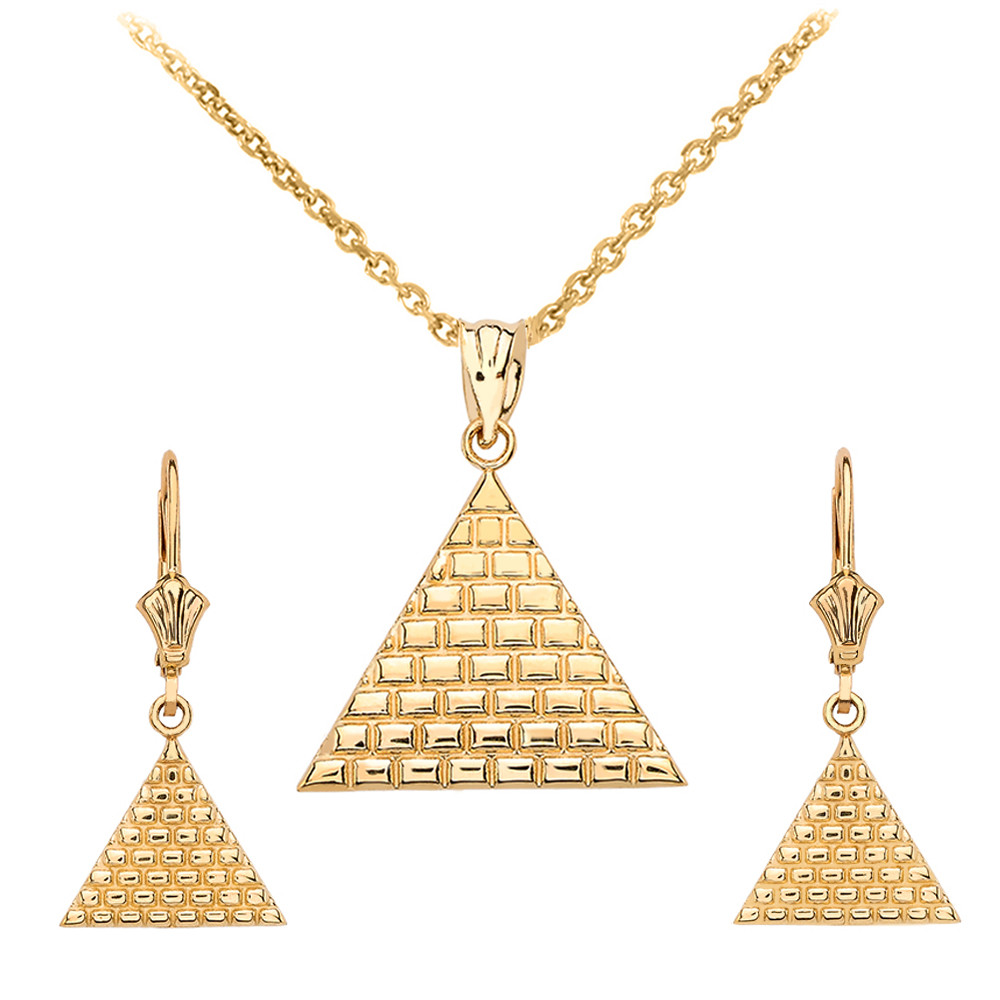 14K Yellow Gold Egyptian Pyramid 