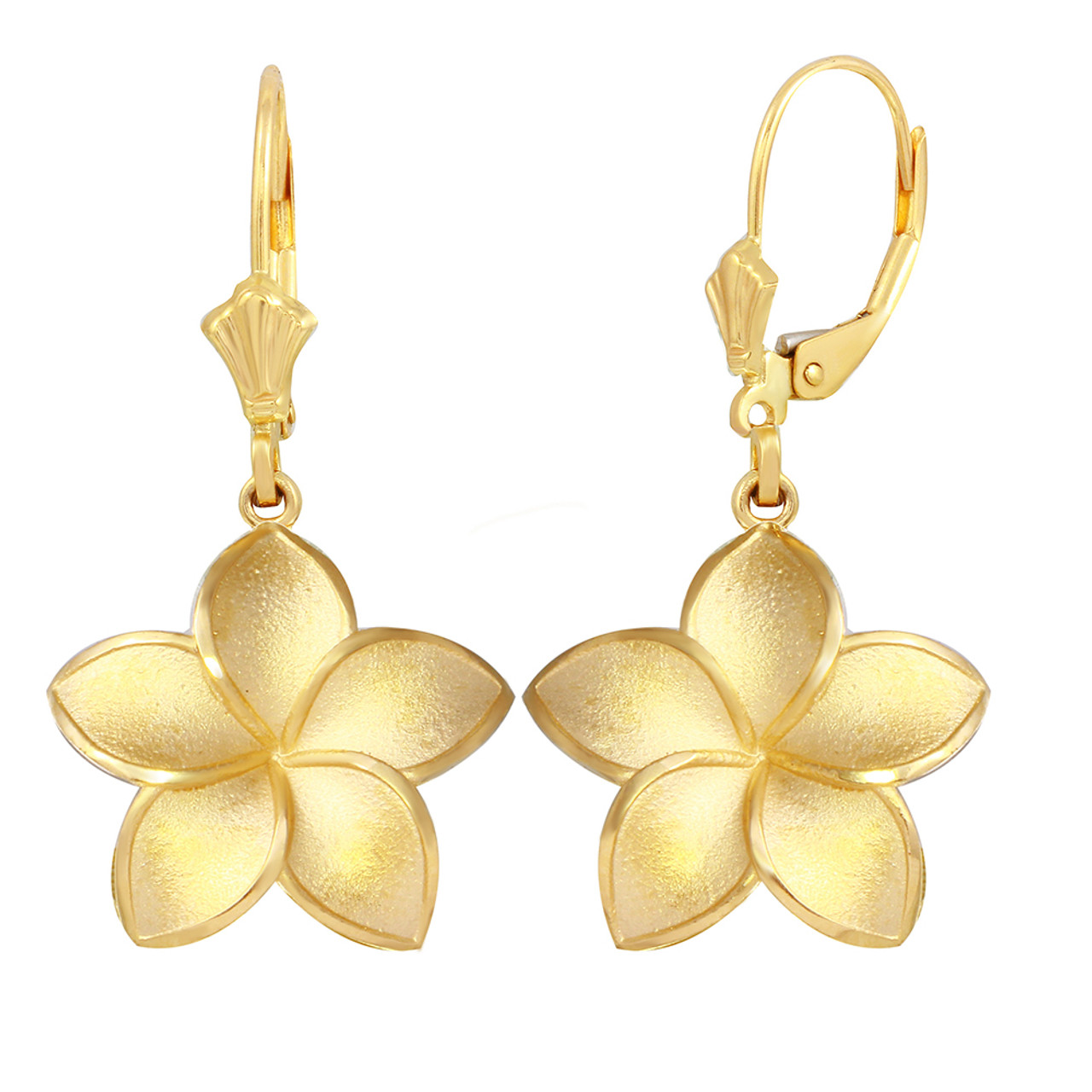 14kt Yellow Gold Flower Dangle Earrings