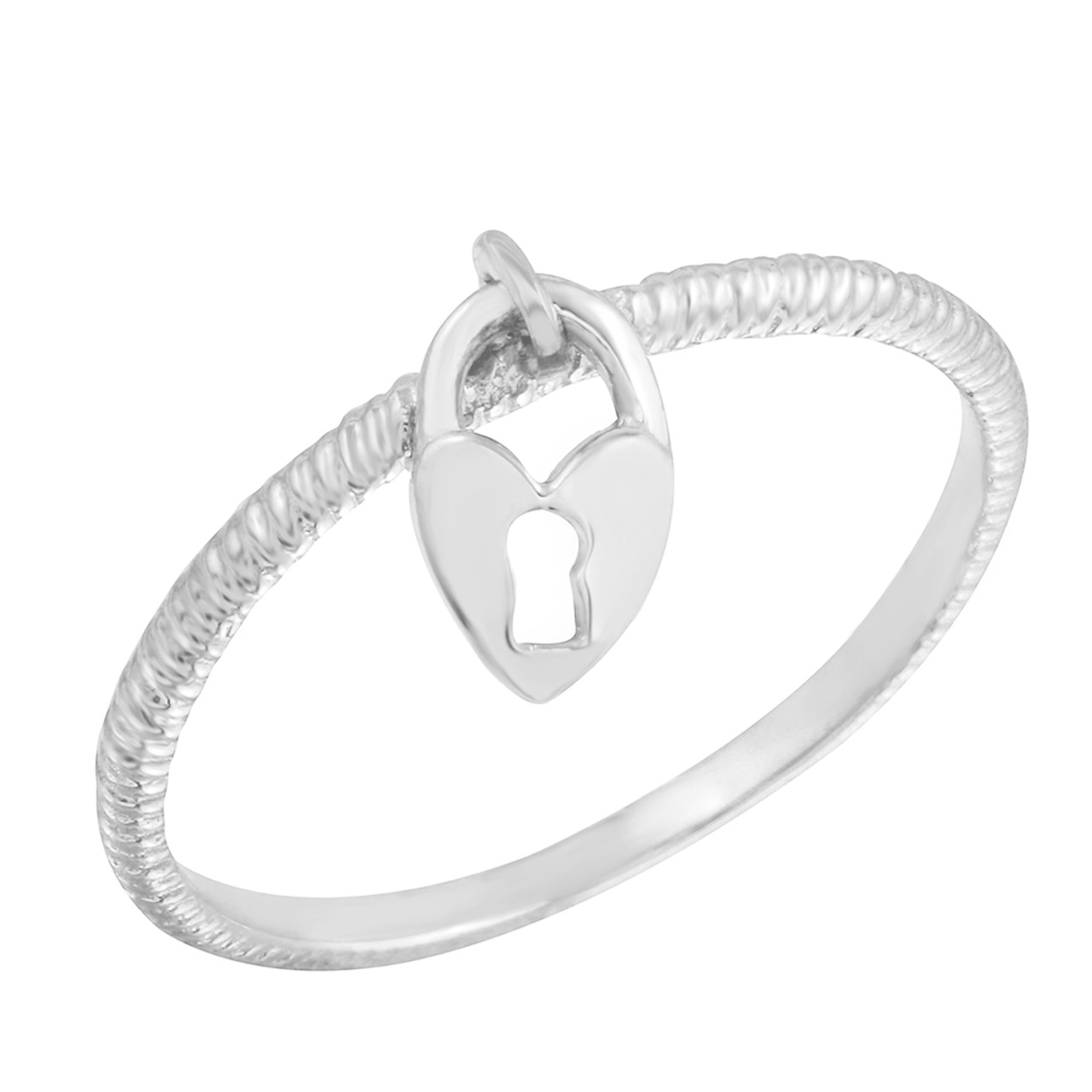 Sterling Silver Love Lock Dangle Women's Rope Ring