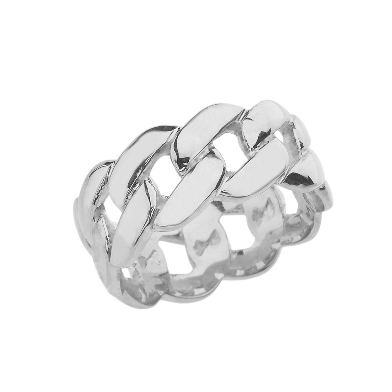 Unisex Cuban Link Chain Eternity Band Ring