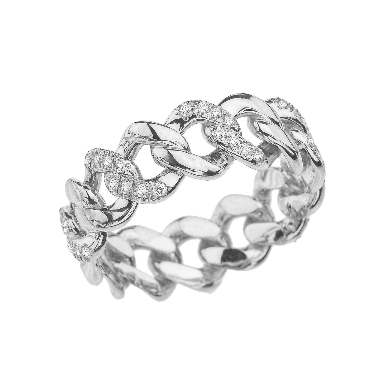 White Gold 7 mm Diamond Cuban Link Band
