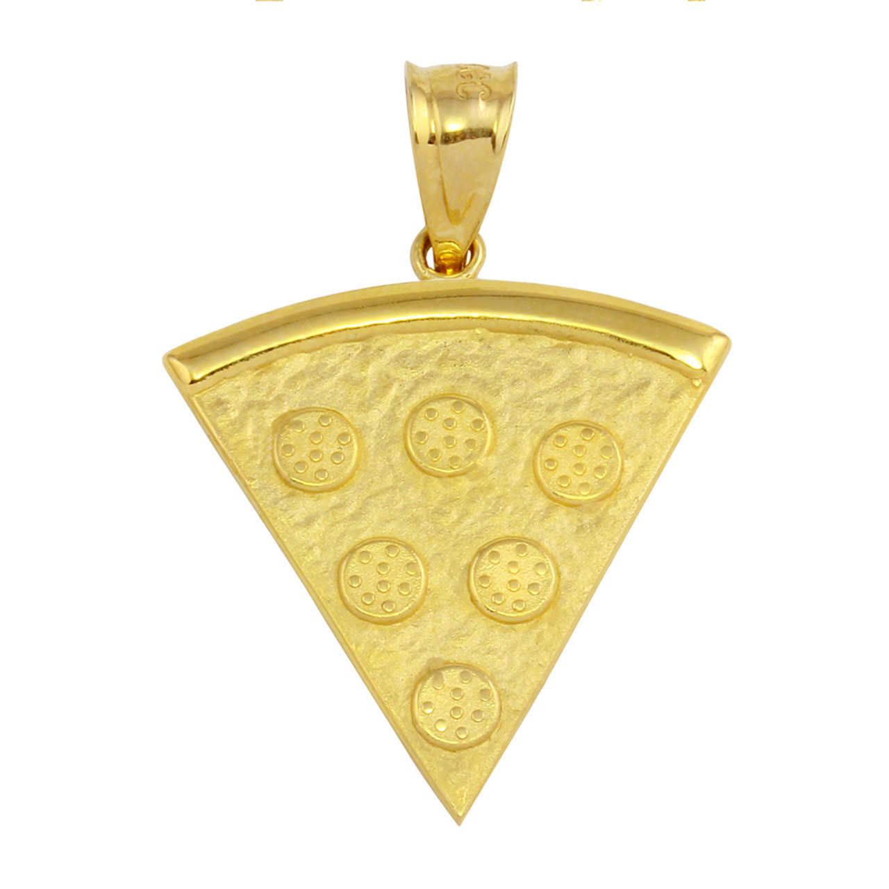 Yellow Gold Pizza Slice Friendship Pendant Necklace