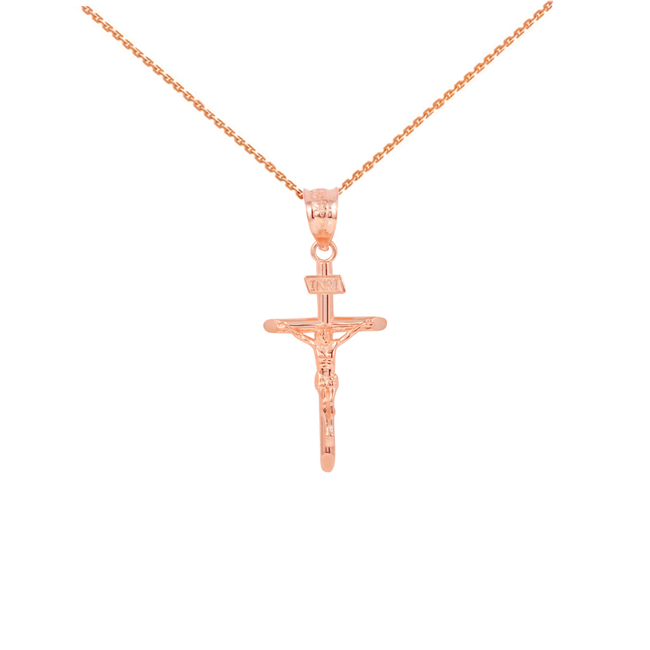 small cross necklace womens rose gold