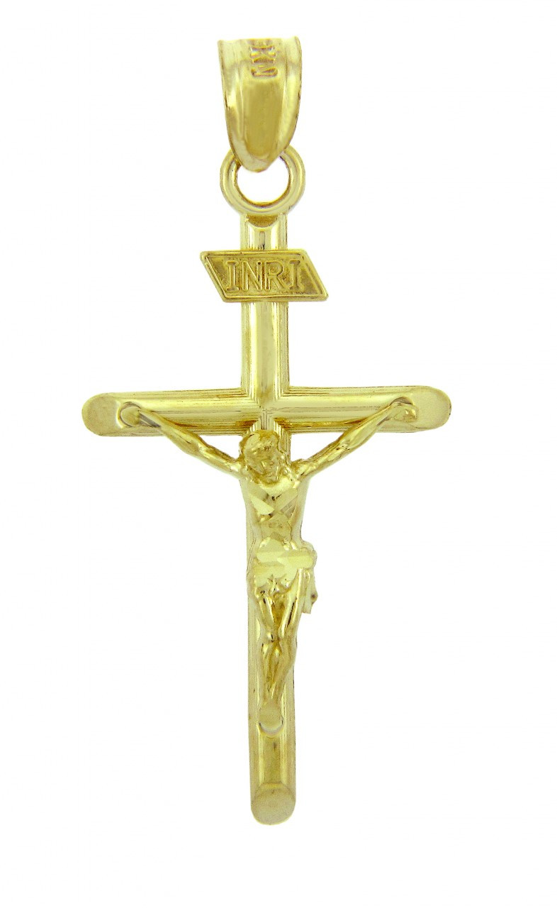 new 9kt 9ct cross inri crucifix holy jesus tube style white gold 