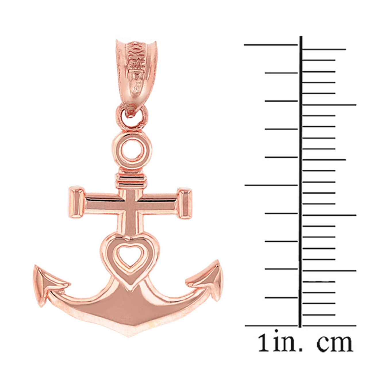 Nautical Anchor Rope Pendant Necklace in Solid Gold (Yellow/Rose/White) Rose Gold | Factory Direct Jewelry