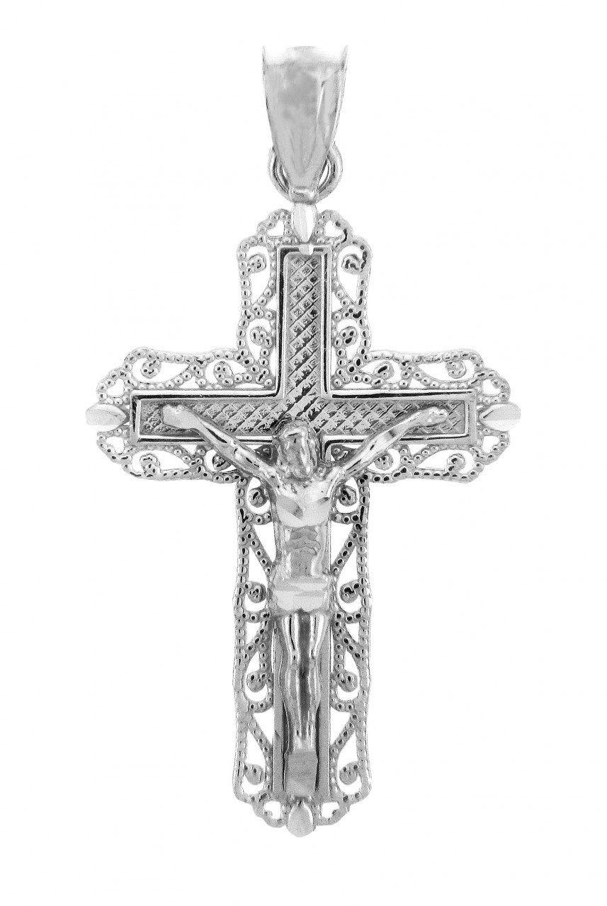 White gold crucifix pendant clearance