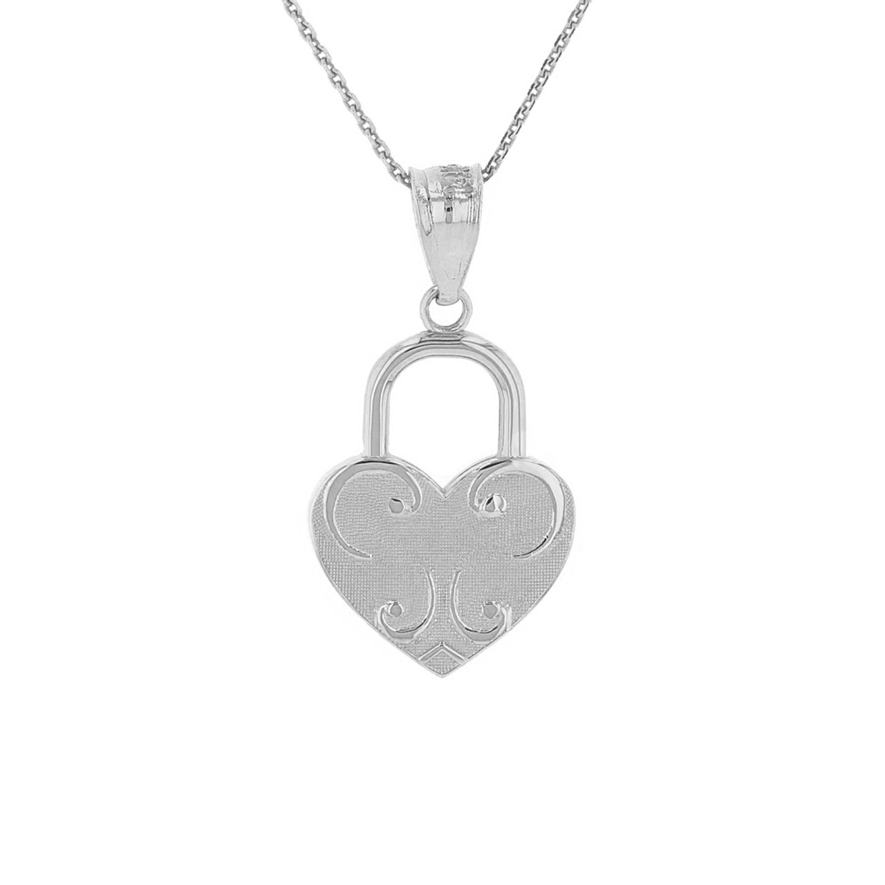 Heart Padlock Pendant Necklace in Sterling Silver