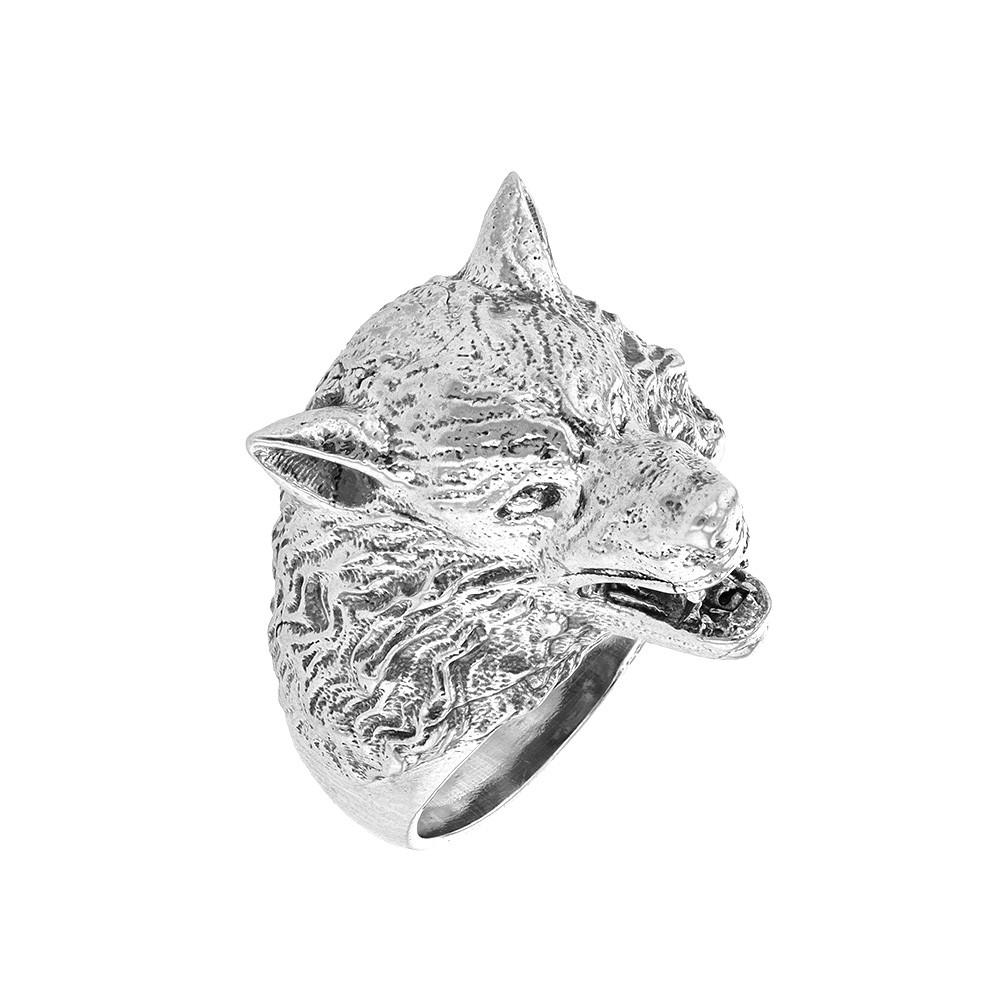 silver wolf ring