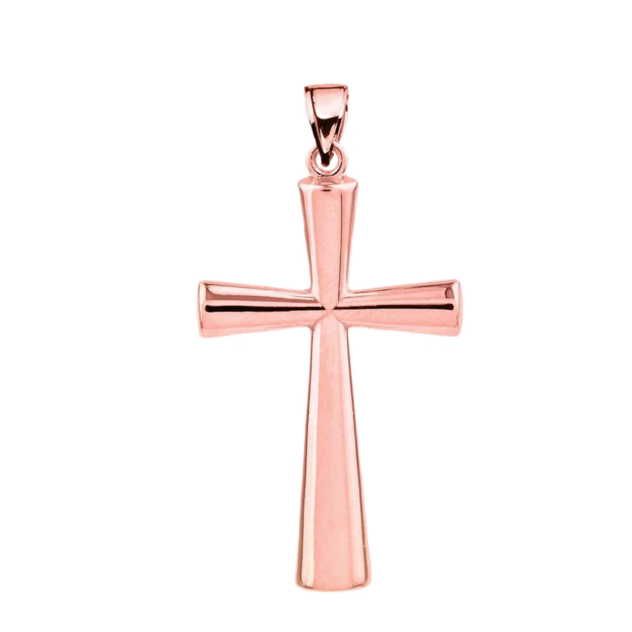 Solid Rose Gold Cross Pendant