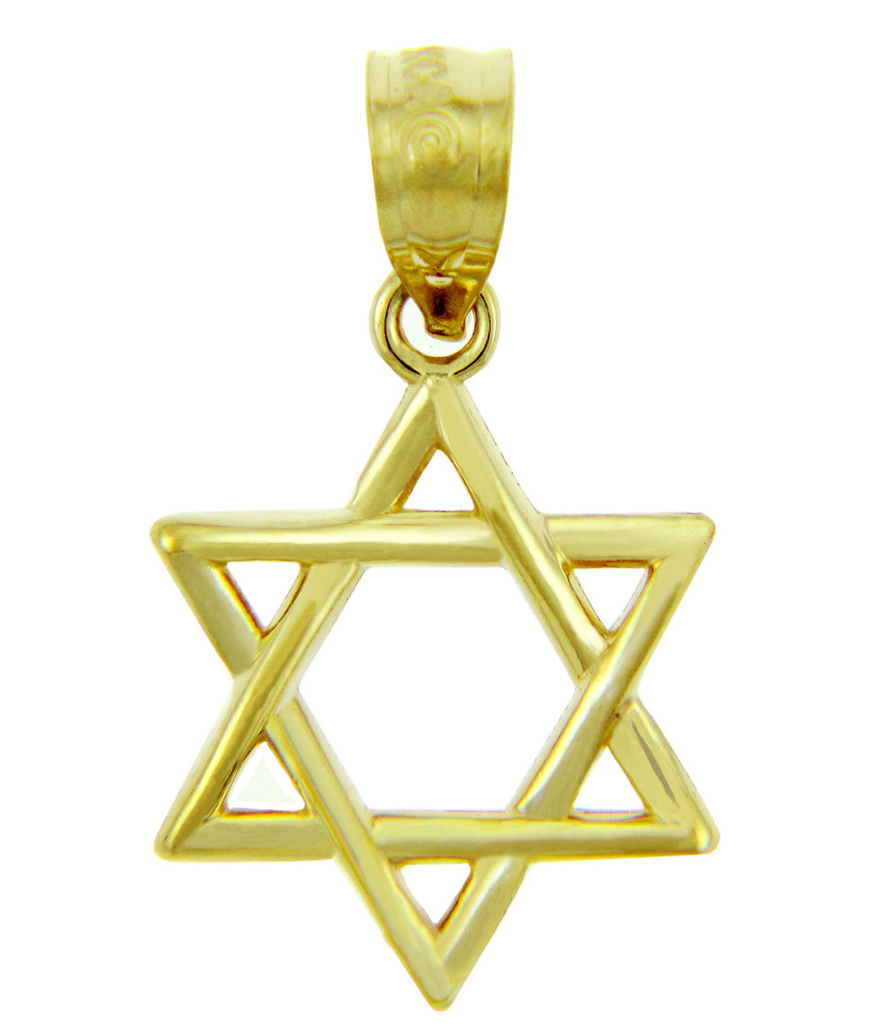 14K Yellow Gold Star of David Pendant 