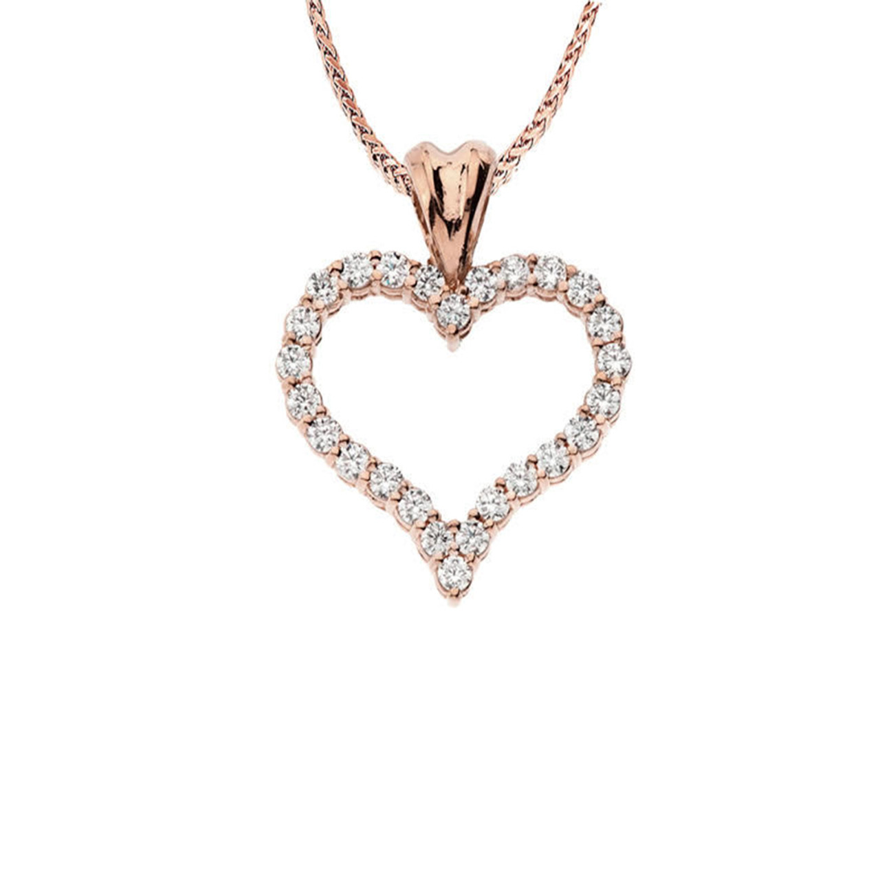 14K Rose Gold Diamond Heart Necklace