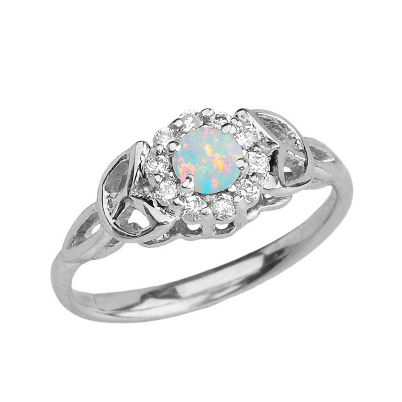 opal engagement rings white gold