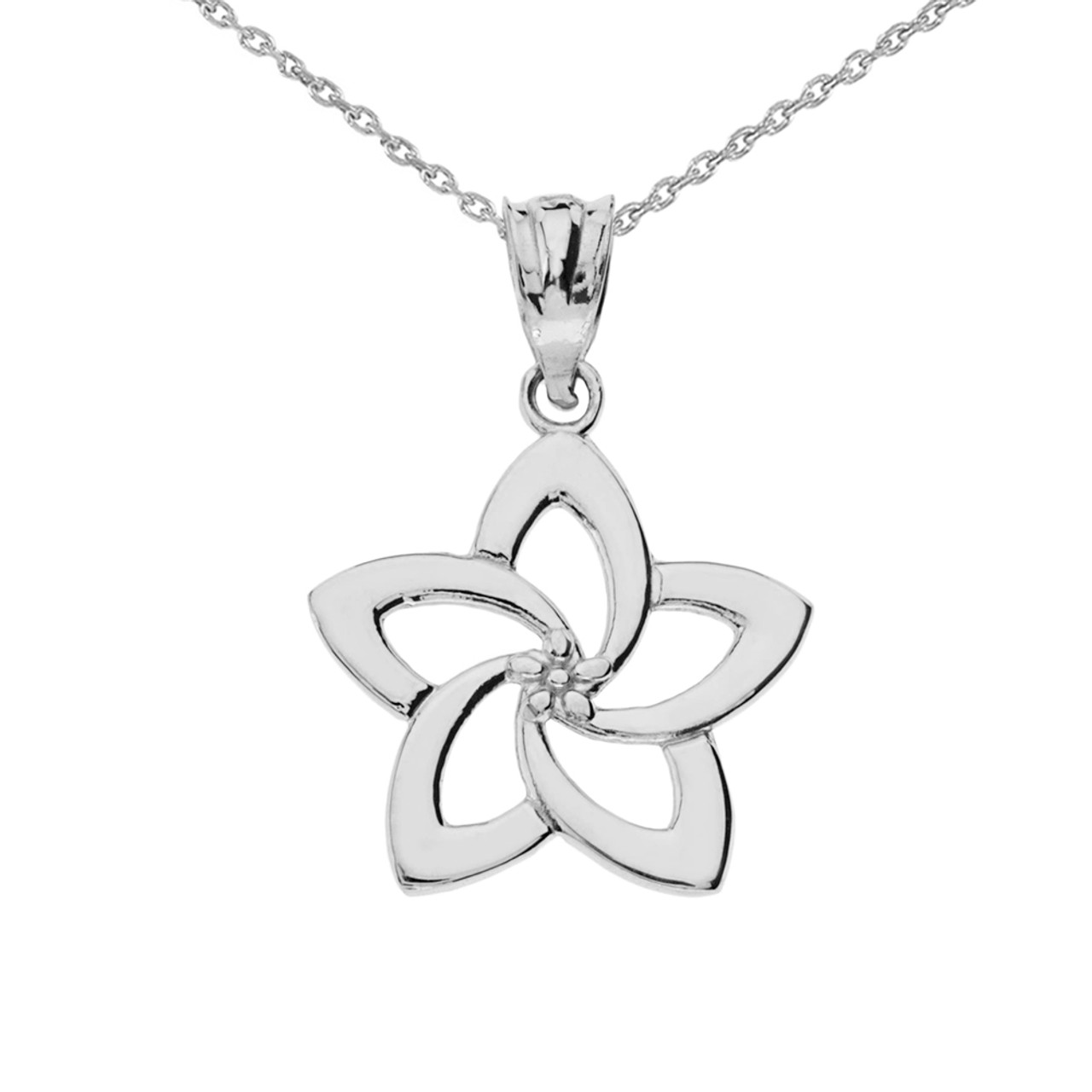 925 Sterling Silver Open Flower Petal Pendant Necklace | Factory