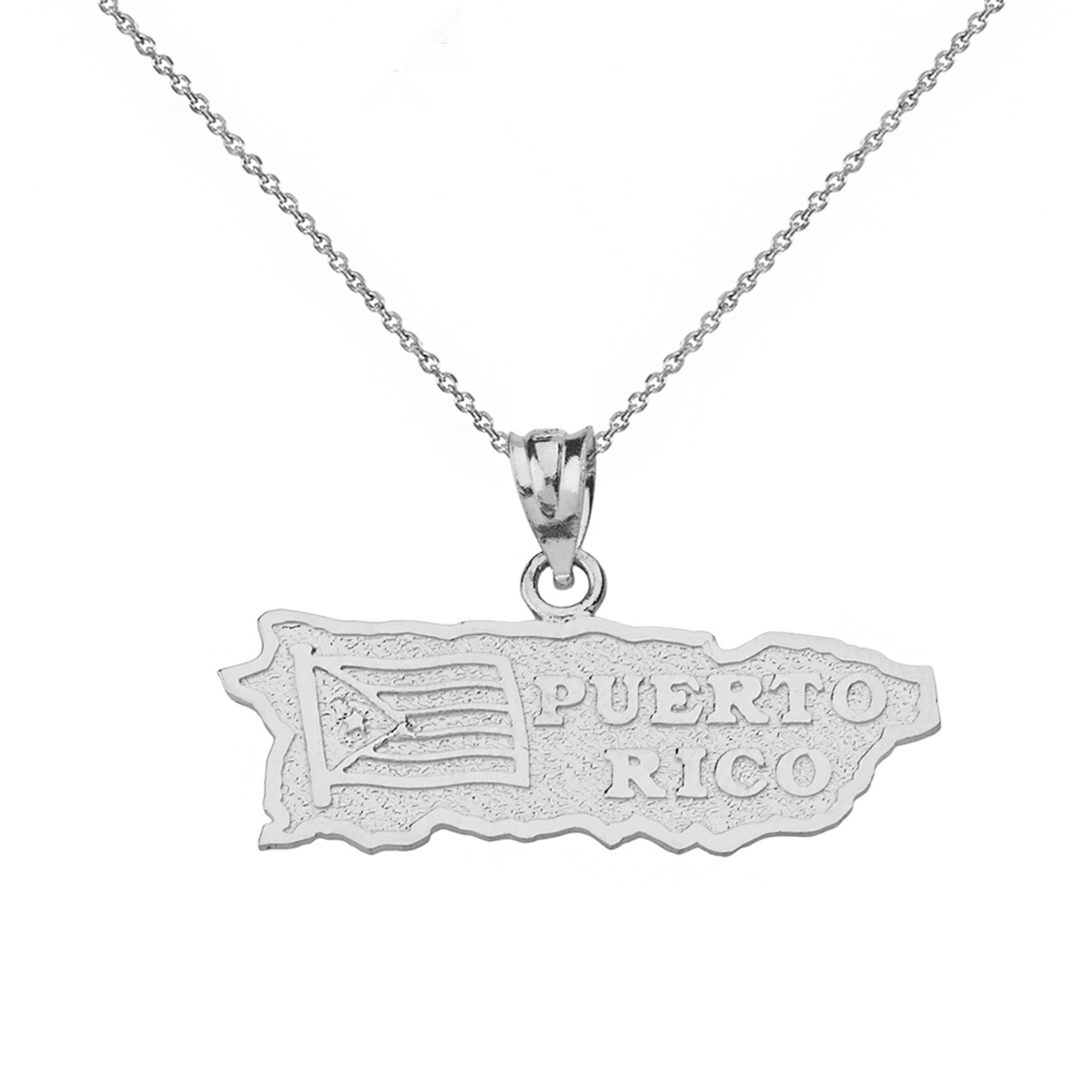 Puerto Rico Flag Circle Necklace Stainless Steel or 18k Gold 18-22