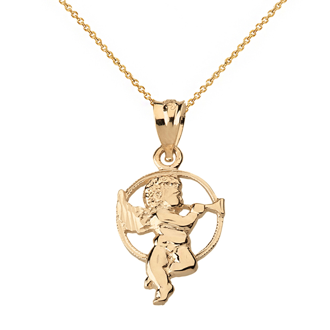 Solid Yellow Gold Diamond Cut Cherub 