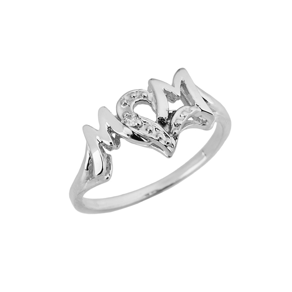 マザーシリーズ(19) 925 Sterling Silver Chic Mom Heart Diamond Mother's Ring