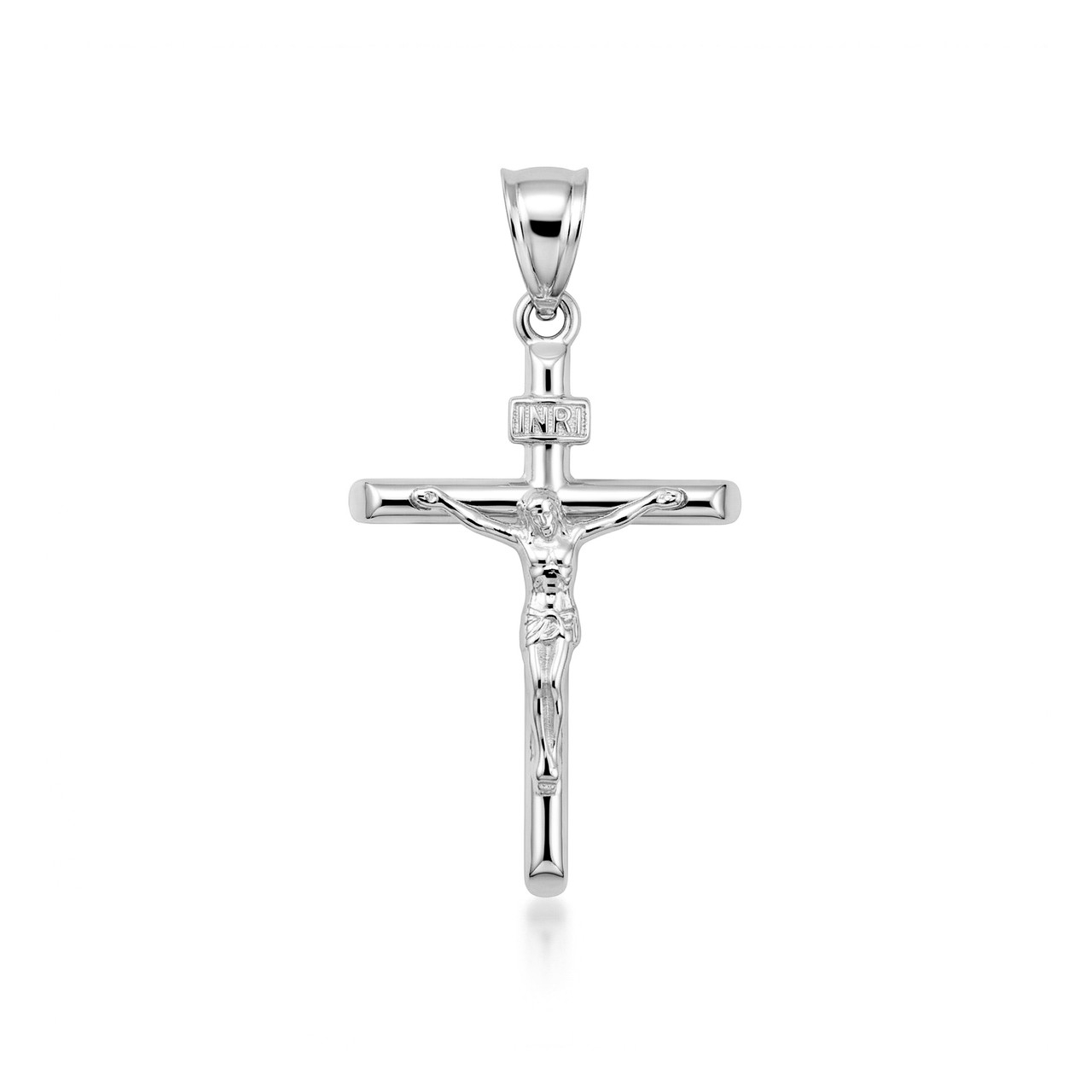 Dainty Crucifix Cross (INRI) Pendant Necklace in Sterling Silver