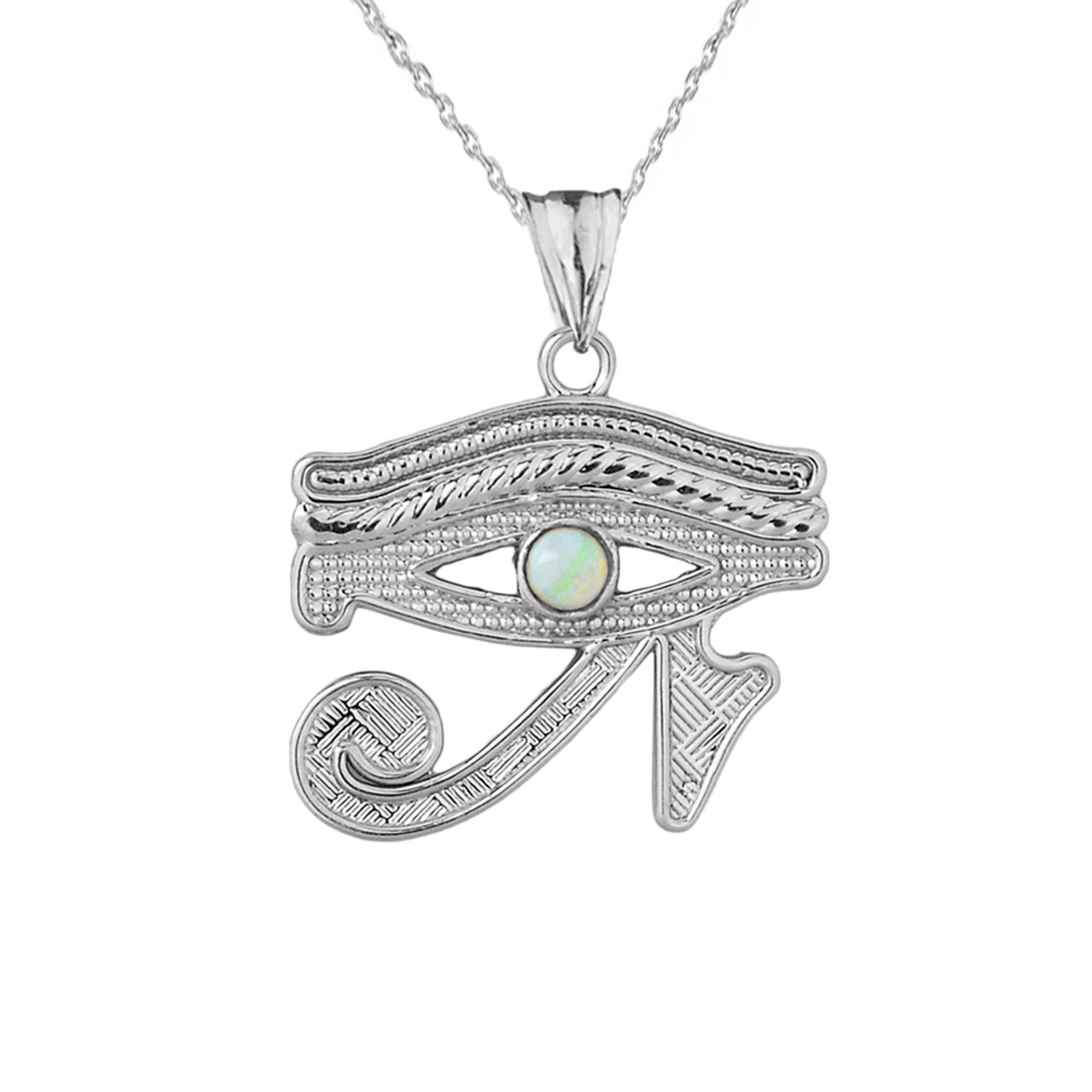 .925 Sterling Silver Egyptian Eye of Horus Wedjet Opal Center