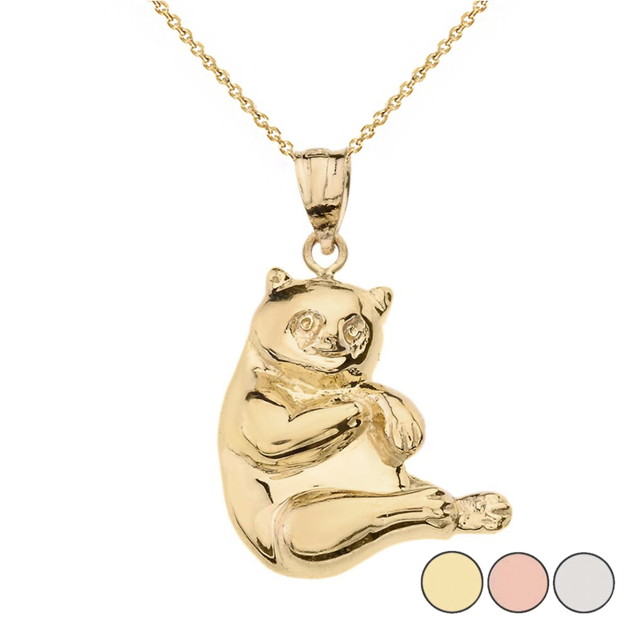 Panda Pendant Necklace in Solid Gold (Yellow/Rose/White) Yellow Gold | Factory Direct Jewelry