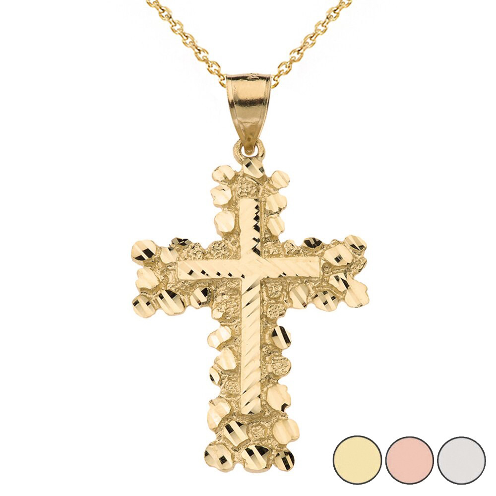 Nugget Cross Pendant Necklace (Large 
