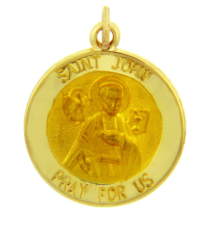 14K Gold Religious Pendants The Saint John Pray For Us Yellow Gold