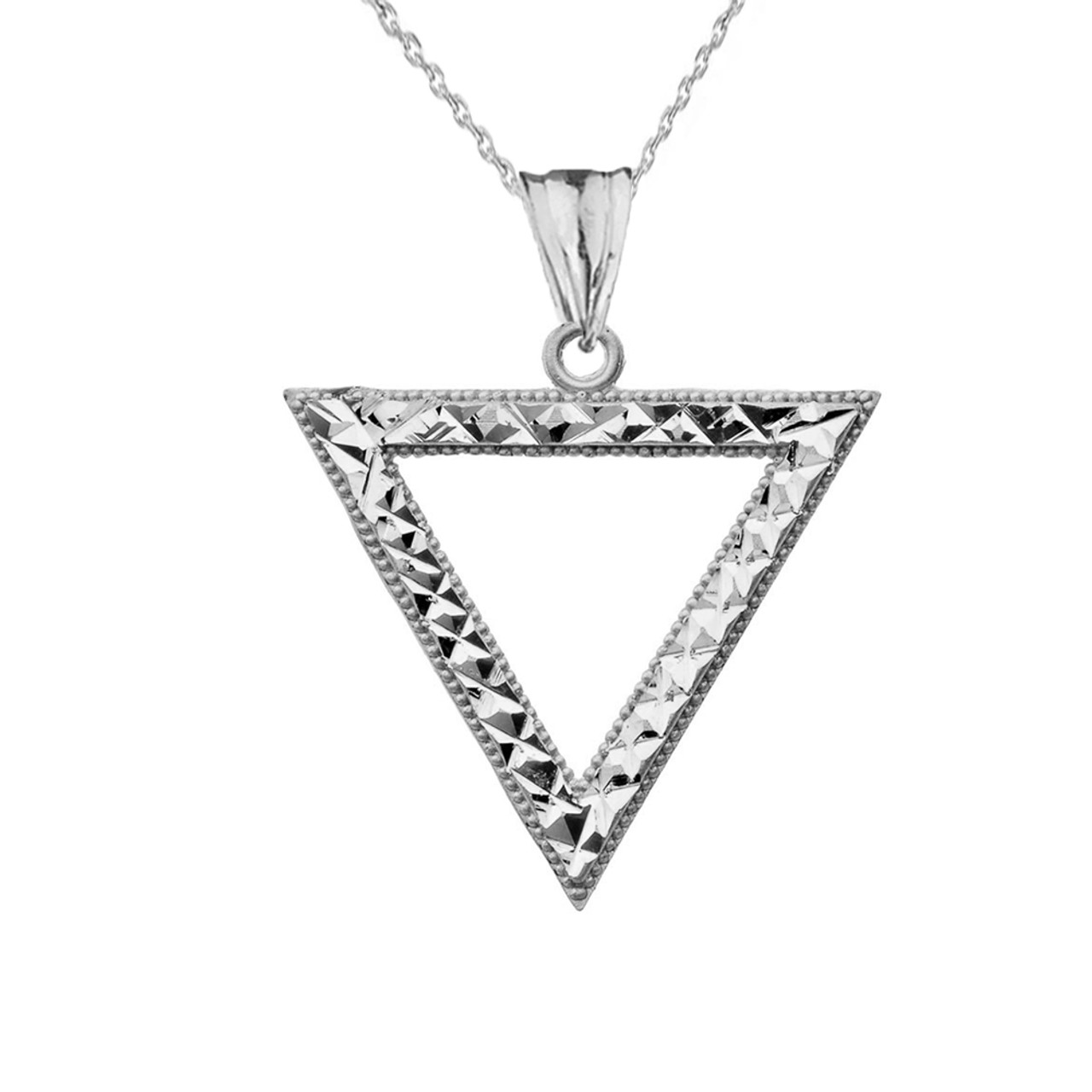 Men's Silver Necklace with Eye of Ra Triangle and Hamsa Hand Pendant