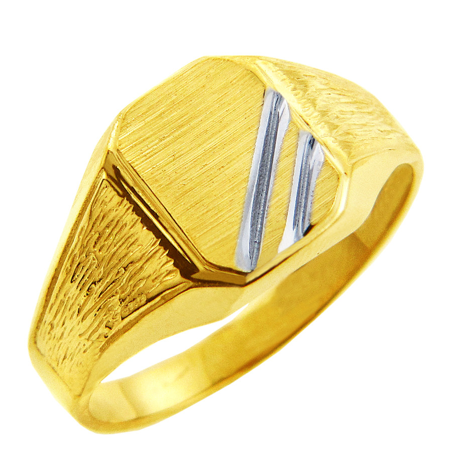 Mens Two-Tone Solid Gold Zeus Signet Ring | Factory Direct Jewelry