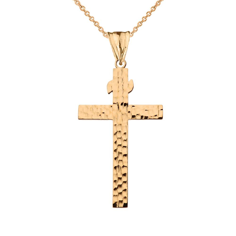 Hammered Cross Pendant Necklace in 