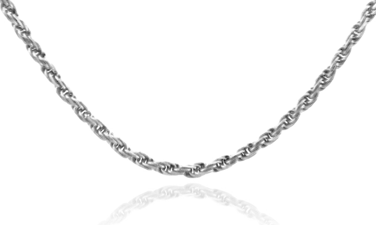 Gold Chains and Necklaces - Rope Solid Diamond Cut White Gold