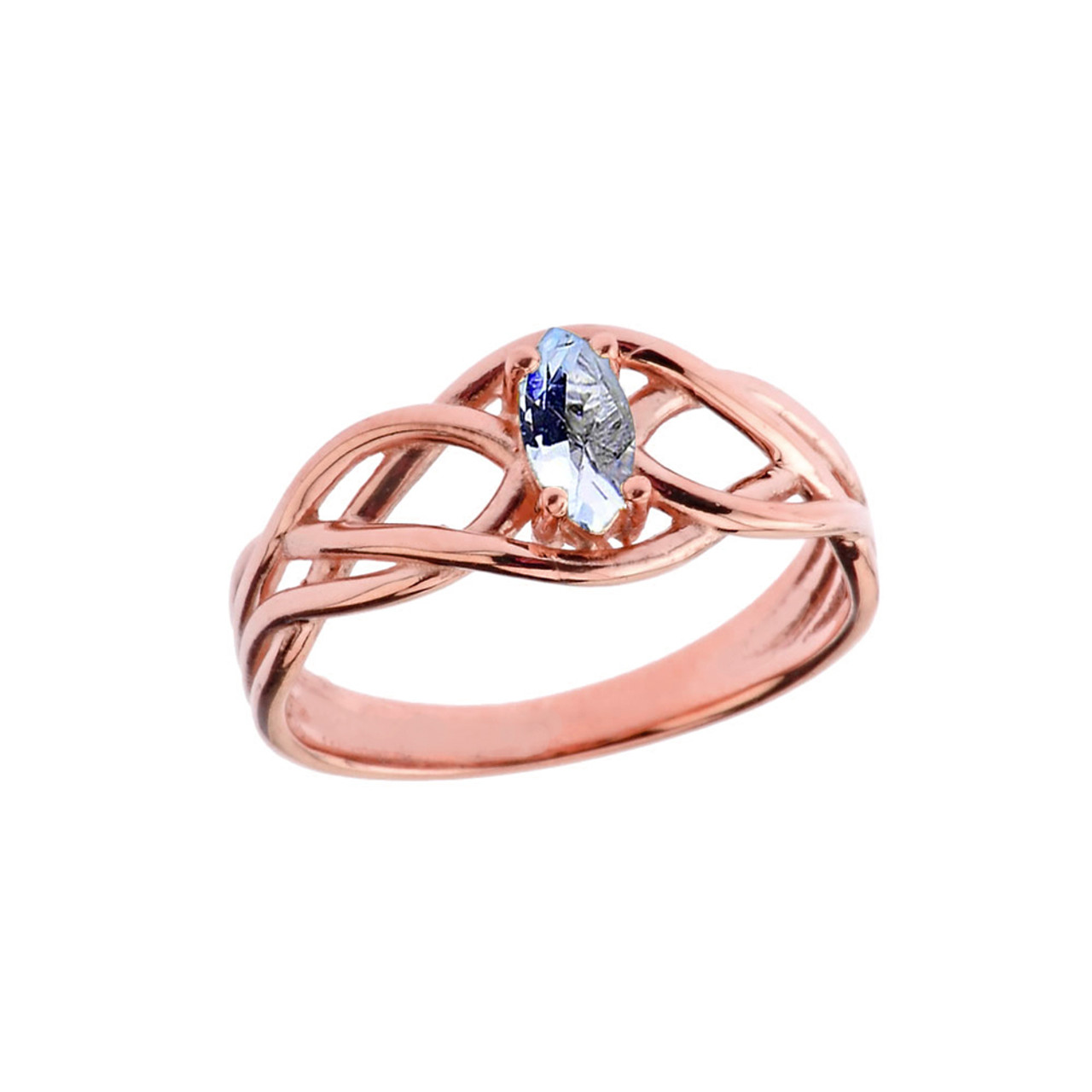 rose gold aquamarine ring