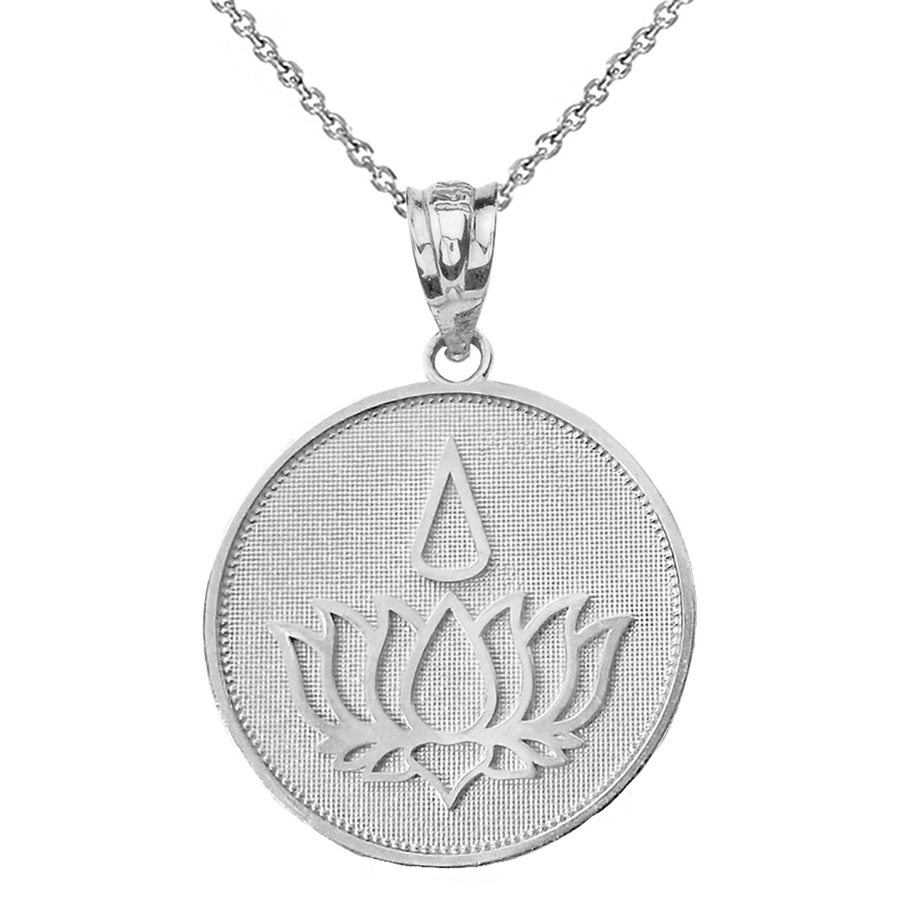 Solid White Gold Lotus Flower Blossom 