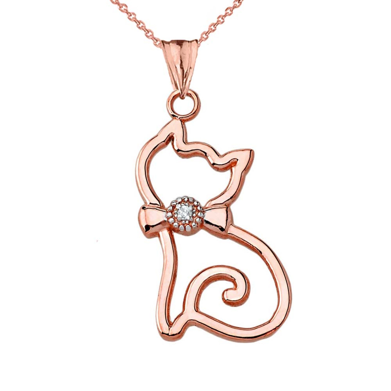 diamond cat pendant necklace