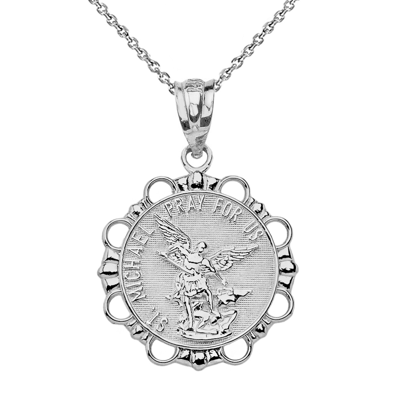 white gold saint michael pendant