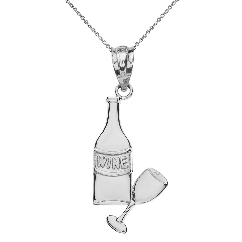 Sterling Silver Wine Bottle and Glass 