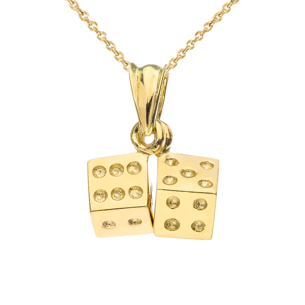 3D Playing Dice Pendant Necklace in 