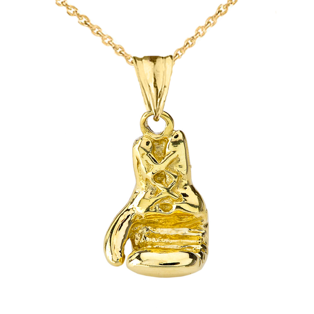 Boxing Glove Pendant Necklace in Yellow Gold