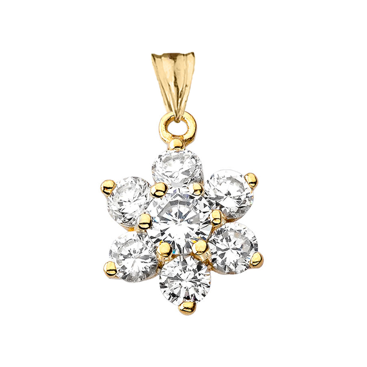 Elegant Dainty Cubic Zirconia Pendant Necklace in Yellow Gold