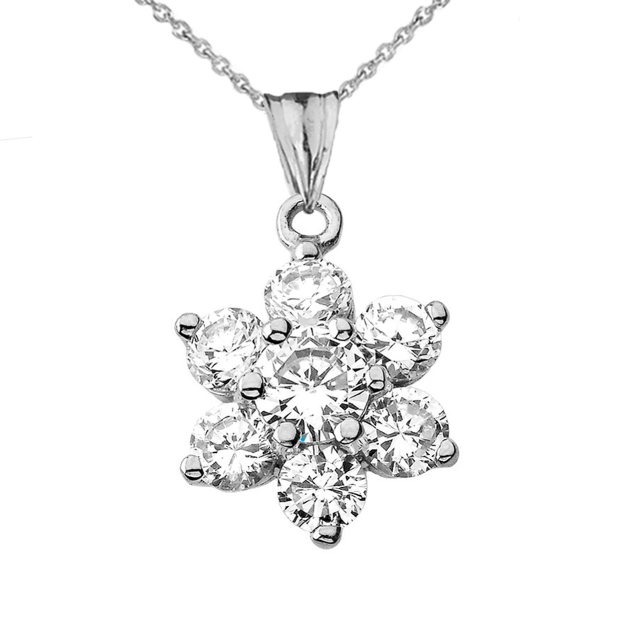 Onefeart Platinum Plated Pendant Necklace for Women Marquise Cubic Zirconia Music Style Lover Gift Elegant Necklace 41CM White Gold 