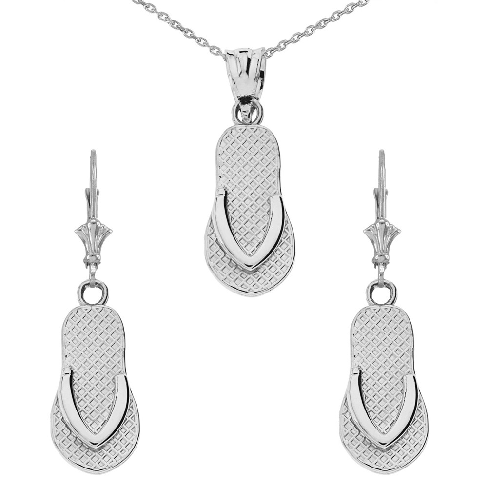 14K Flip Flop Pendant Necklace Set in 