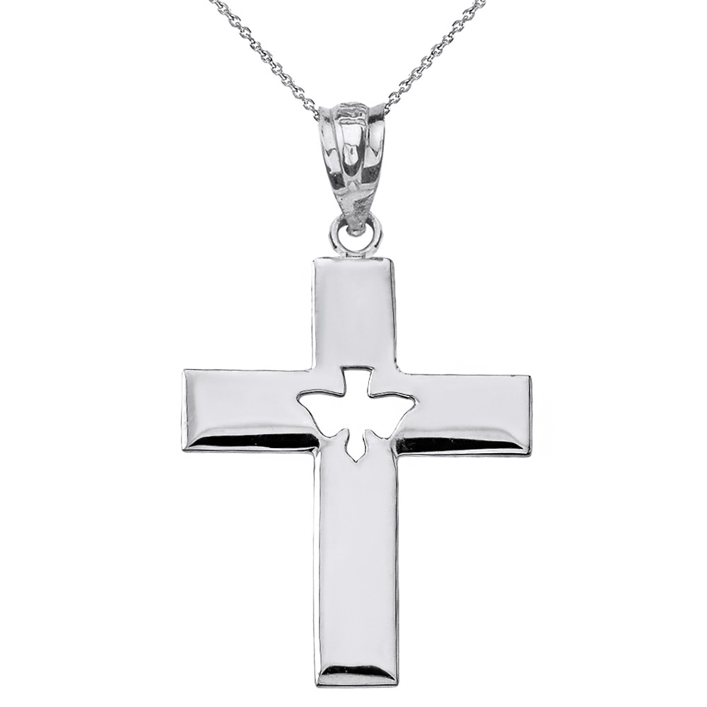 Sterling Silver Cross with Dove Holy 