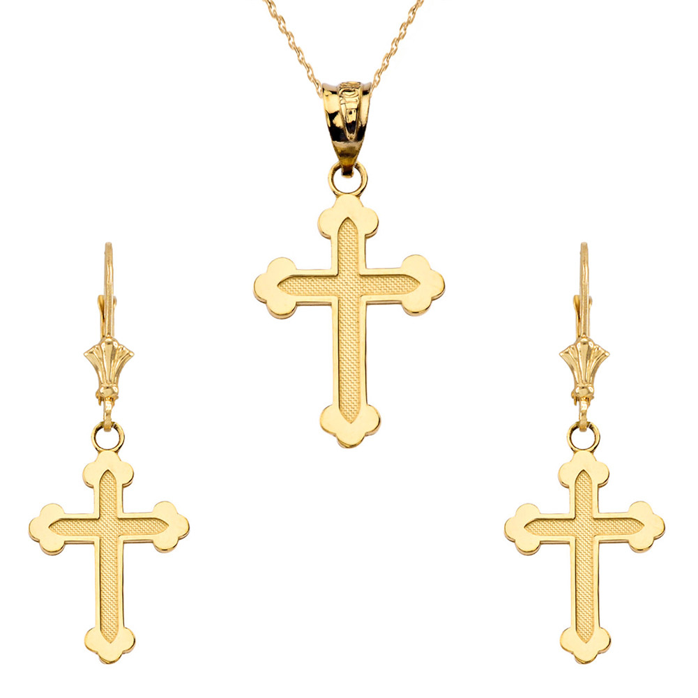 14K Dainty Greek Orthodox Cross Pendant 