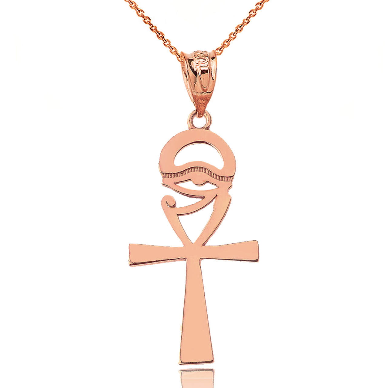 ANKH WITH EYE OF HORUS PENDANT NECKLACE IN ROSE GOLD Gold Purity