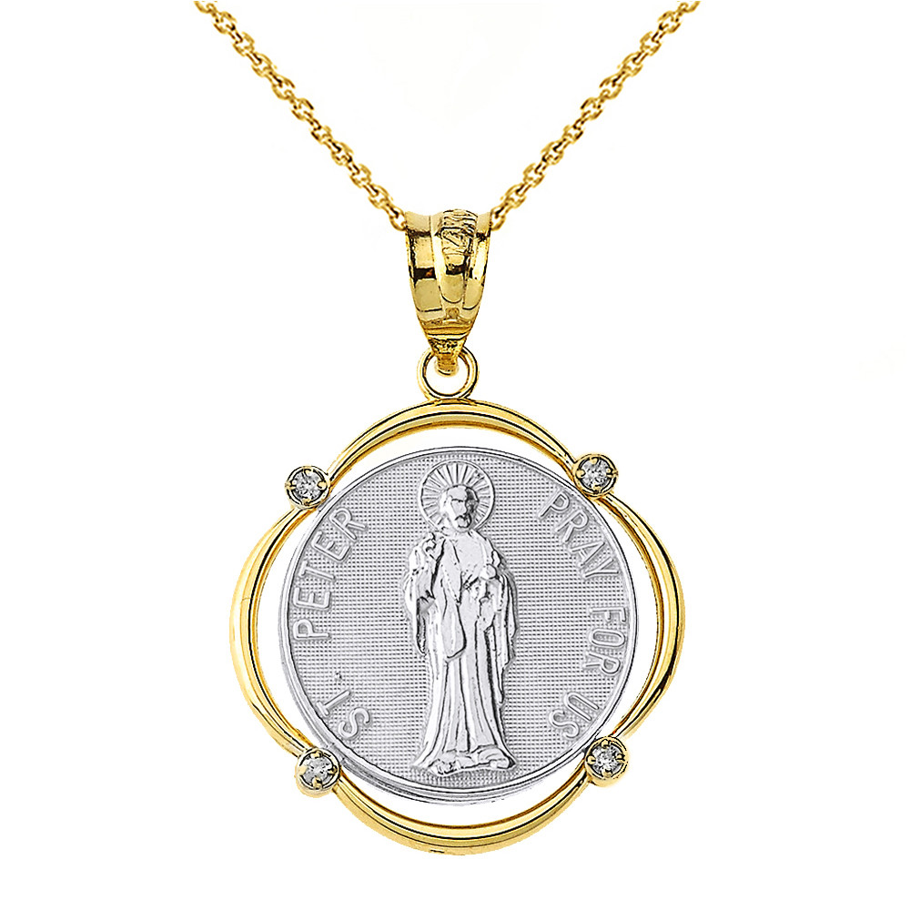 Us Diamond Circular Frame Pendant Necklace