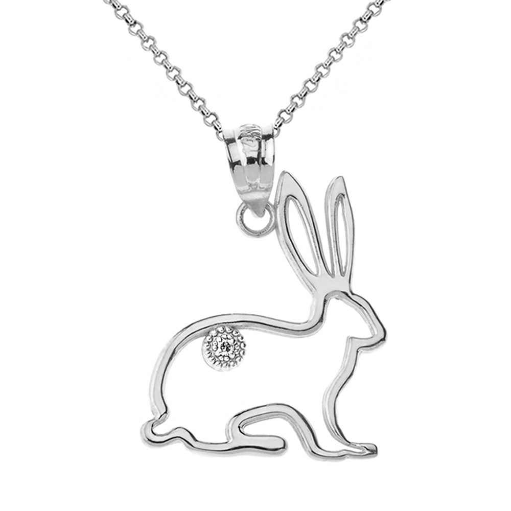 ネックレス・ペンダント JackRabbit Sterling Silver Jack Rabbit Outline CZ Pendant Necklace